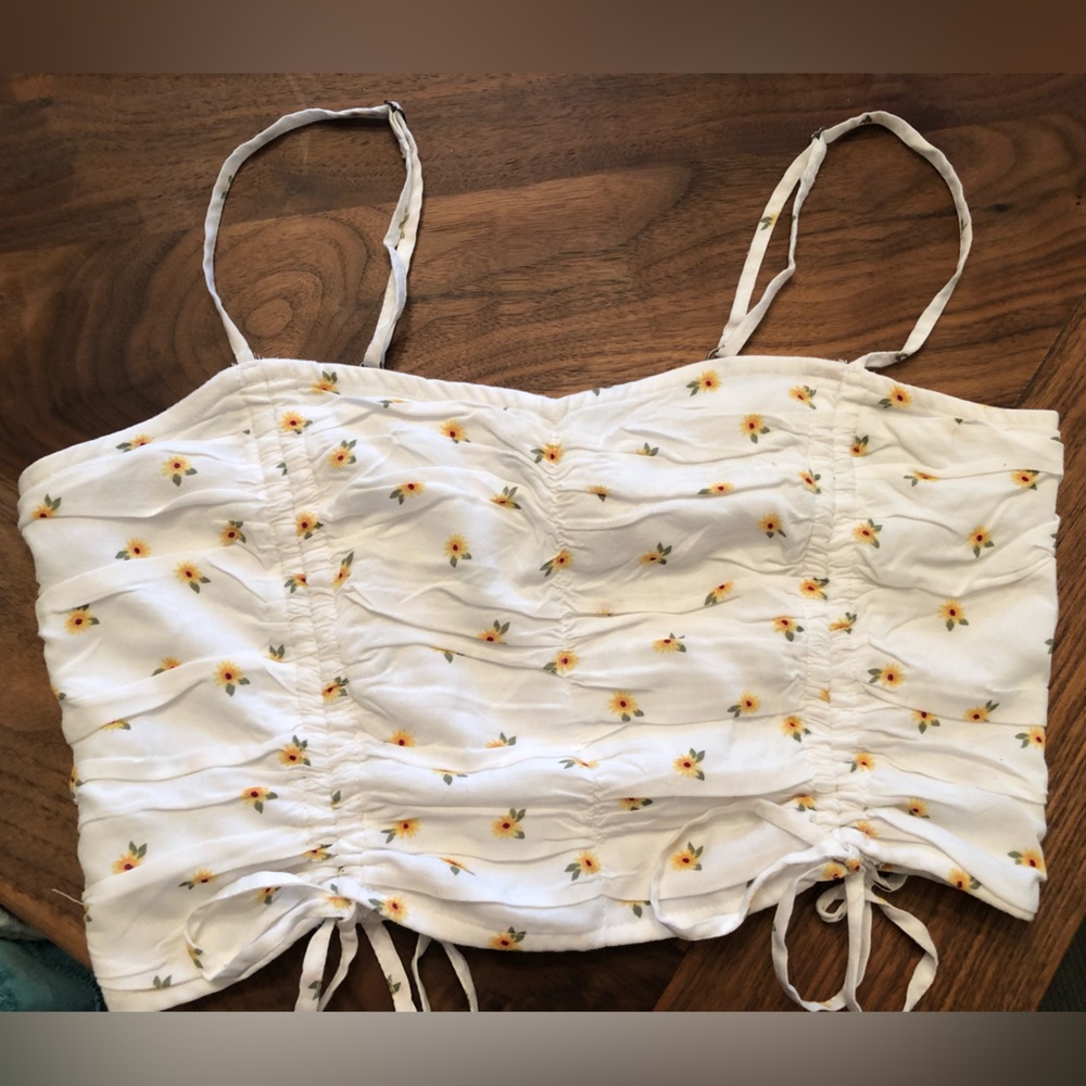 Hollister size small white and sunflower crop/ tank top